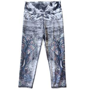 Evolution and Creation 7/8 Leggings‎ Whimsical Elephant Yoga Multi Size Large